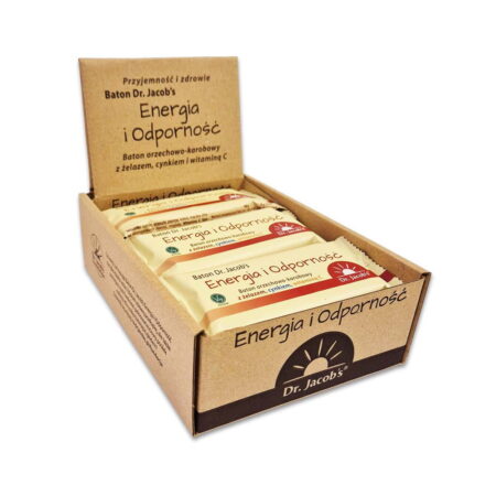 Baton orzechowy z karobem Dr. Jacob's Energia i Odporność 12 szt.
